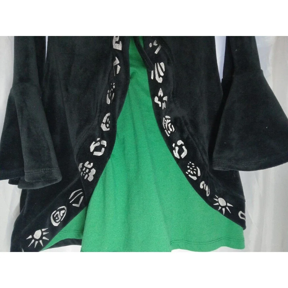 Disney Hocus Pocus Halloween Costume Dress Black/Green Lace-Up S/M Stretch